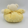 Doudou ours boule patapouf jaune fleur orange KALOO