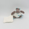 Doudou Hippopotame marron blanc bleu Bazile l'hippo mouchoir BABY NAT