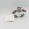 Doudou Hippopotame marron blanc bleu Bazile l'hippo mouchoir BABY NAT