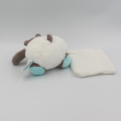 Doudou Hippopotame marron blanc bleu Bazile l'hippo mouchoir BABY NAT