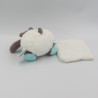 Doudou Hippopotame marron blanc bleu Bazile l'hippo mouchoir BABY NAT