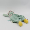 Doudou plat chat bleu gris vert les Pachats MOULIN ROTY