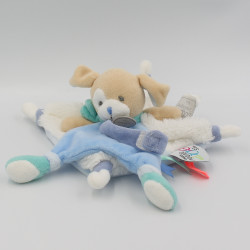 Doudou et compagnie plat chien blanc bleu attache tétine TATOO