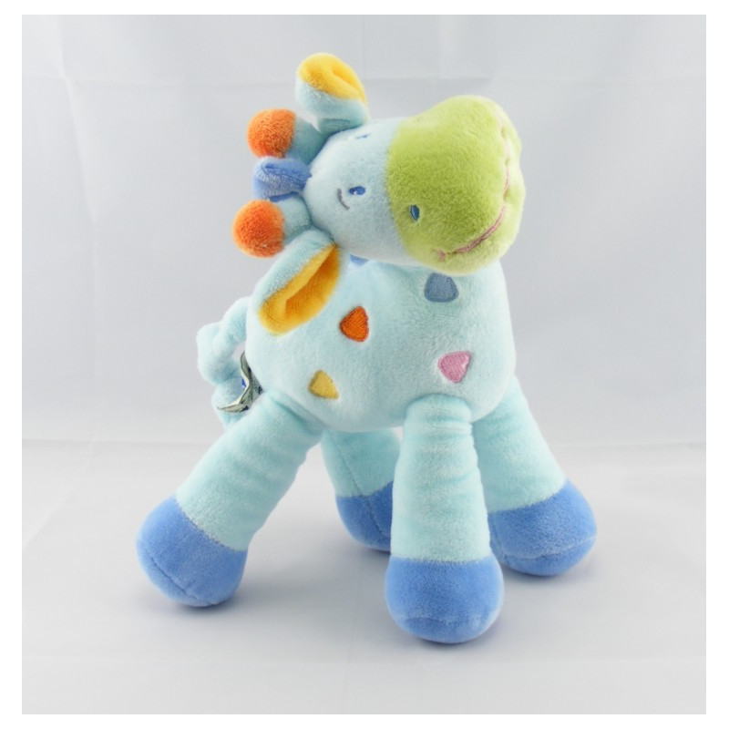 Doudou girafe bleu MOTS D'ENFANTS