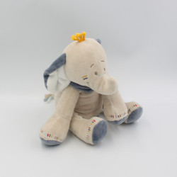 Doudou éléphant Bao bleu beige blanc NOUKIE'S