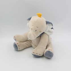 Doudou éléphant Bao bleu beige blanc NOUKIE'S