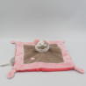 Doudou plat souris beige rose blanc coeur BEBE9