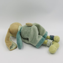 Doudou lapin vert bleu fleurs BUKOWSKI