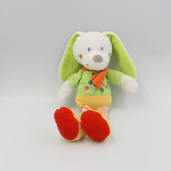 Doudou lapin jaune vert pois ours MOTS D'ENFANTS