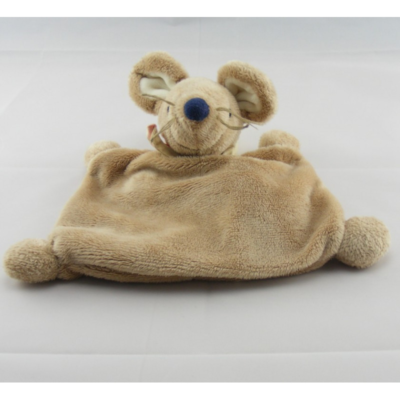 Doudou semi plat souris marron foulard JOLLYBABY