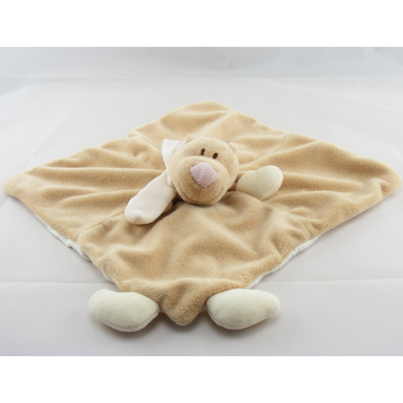 Doudou plat ours beige écharpe bleu JOLLYBABY