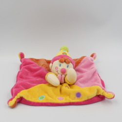 Doudou plat rose jaune clown NICOTOY KIABI