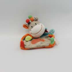 Doudou plat girafe vache grise beige bleu orange vert rouge NICOTOY KIABI