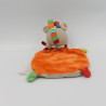 Doudou plat girafe vache grise beige bleu orange vert rouge NICOTOY KIABI