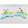Doudou plat ours bleu vert Nicotoy 