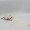 Doudou lapin rose blanc mouchoir lange PERLE KALOO