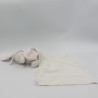 Doudou lapin rose blanc mouchoir lange PERLE KALOO