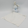Doudou lapin bleu blanc mouchoir lange PERLE KALOO