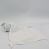 Doudou lapin bleu blanc mouchoir lange PERLE KALOO
