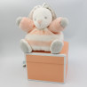 Doudou lapin blanc orange rayé Tendres et Douces KALOO NEUF