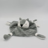 Doudou plat carré chat renard gris blanc MES PETITS CAILLOUX CMP