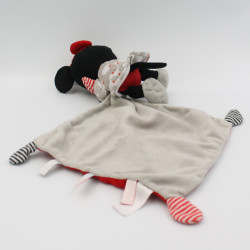 Doudou Minnie rouge gris noir pois nuages mouchoir DISNEY