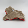 Doudou plat ours rouge écru beige avion Captain NOUNOURS
