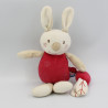 Doudou musical lapin rouge blanc papillon SUCRE D'ORGE