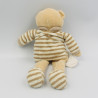 Doudou et compagnie ours beige rayé poche mouchoir Mon Doudou