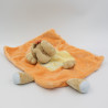Doudou plat éléphant orange jaune MOTS D'ENFANTS