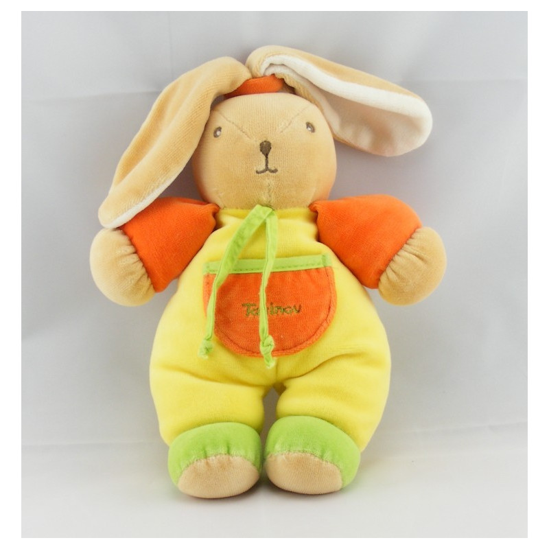 Doudou lapin jaune vert orange TAKINOU 