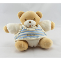 Doudou ours boule patapouf ecru maillot rayé bleu TAKINOU 