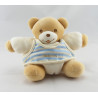 Doudou ours boule patapouf ecru maillot rayé bleu TAKINOU 