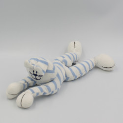 Doudou lapin rayé blanc bleu DPAM Du Pareil Au Même