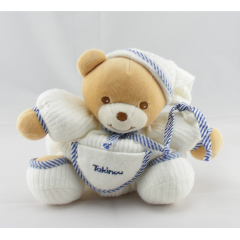 Doudou lapin patapouf blanc bleu marine TAKINOU