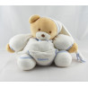 Doudou ours boule blanc rayé bleu poche coeur TAKINOU