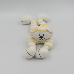 Doudou ours rayé blanc jaune DPAM Du Pareil Au Même
