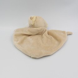 Doudou plat chien beige blanc rayé fleurs CA CREDIT AGRICOLE