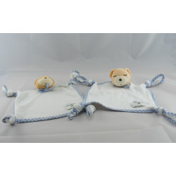 Doudou plat noeuds ours endormi vichy bleu Kaloo