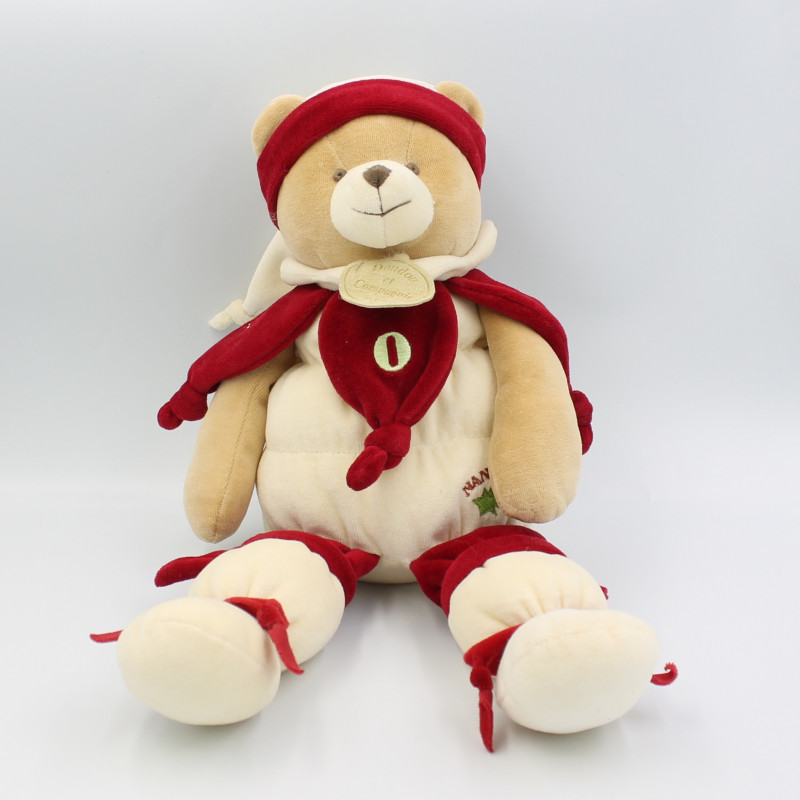 Doudou et compagnie ours Nanou rouge blanc 41 cm