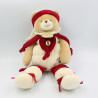 Doudou et compagnie ours Nanou rouge blanc 41 cm
