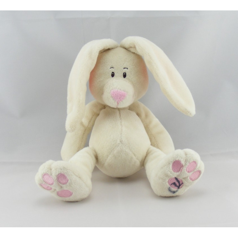 Doudou plat souris rose fleur écharpe verte ALOHA