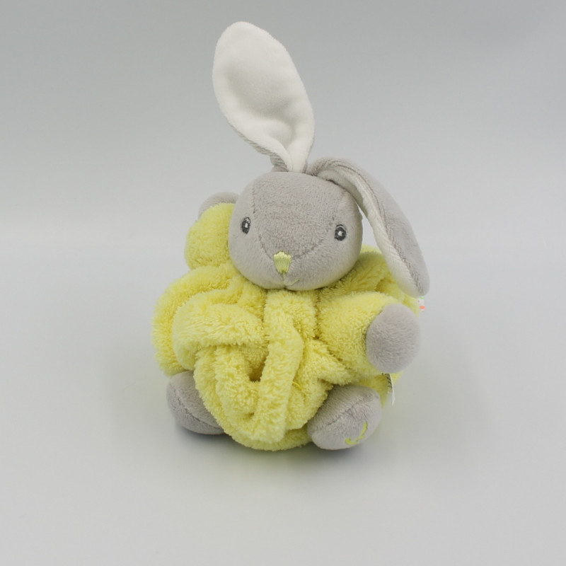 Doudou petit lapin Plume jaune gris KALOO