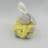 Doudou petit lapin Plume jaune gris KALOO