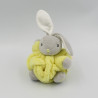 Doudou petit lapin Plume jaune gris KALOO