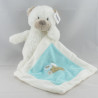 Doudou chien blanc avec doudou mouchoir bleu NICOTOY