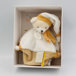 Doudou et compagnie plat ours blanc beige orange rayé MELI MELO
