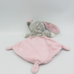 Doudou plat luminescent lapin ours gris blanc rose étoiles MOTS D'ENFANTS