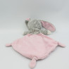 Doudou plat luminescent lapin ours gris blanc rose étoiles MOTS D'ENFANTS