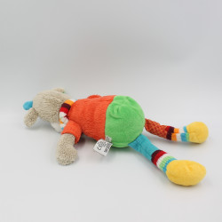 Doudou girafe vache gris rouge vert écharpe rayé MOTS D'ENFANTS